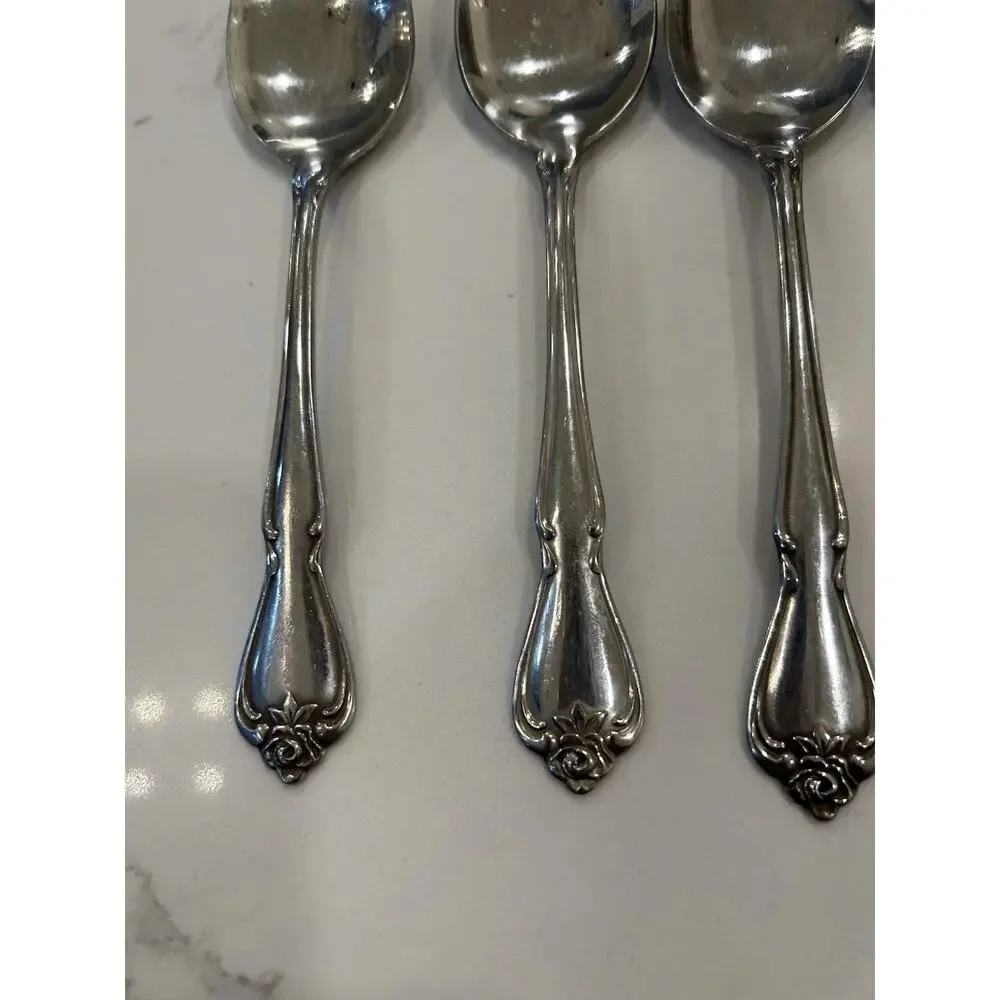 Vtg‎ Oneida ARBOR ROSE/TRUE ROSE Stainless 1881 Rogers Ltd Set Of 4 Spoons